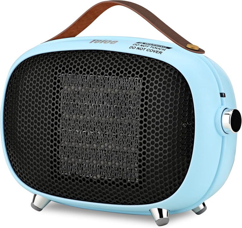 Teioe Space Heater, Mini Electric Space Heater 800W/400W, Small PTC Ceramic Heater with Tip-Over and Overheat Protection, 3 Operating Modes, Space Heaters for Indoor, Office, Bedroom(Sky Blue) - Image 1